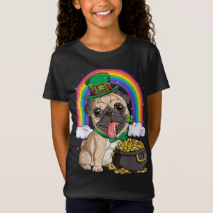 Camiseta Pug St Patricks Day Niños Hombres Leprechaun Perro