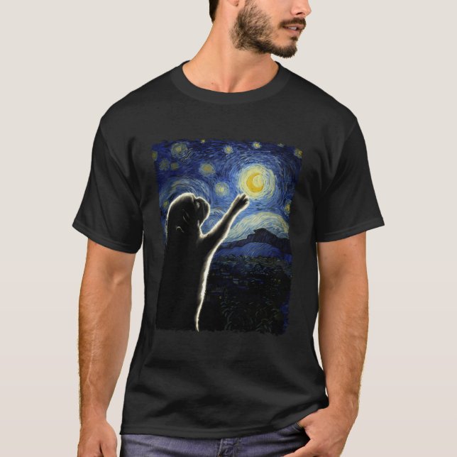 Camiseta Pug Starry Night Pug Art Pug Dueño Pug Lover Cute (Anverso)