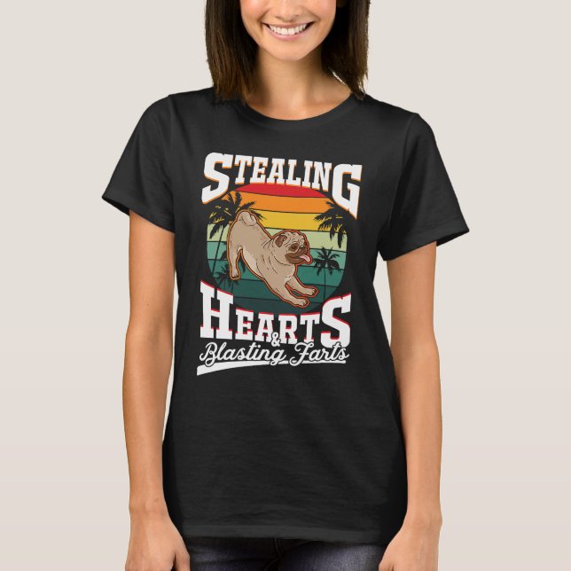 Camiseta Pug Stealing hearts & blasting farts Valentine's D (Anverso)