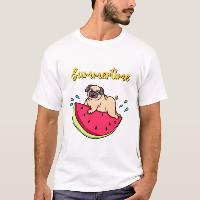 Camiseta Pug Summertime (Anverso)