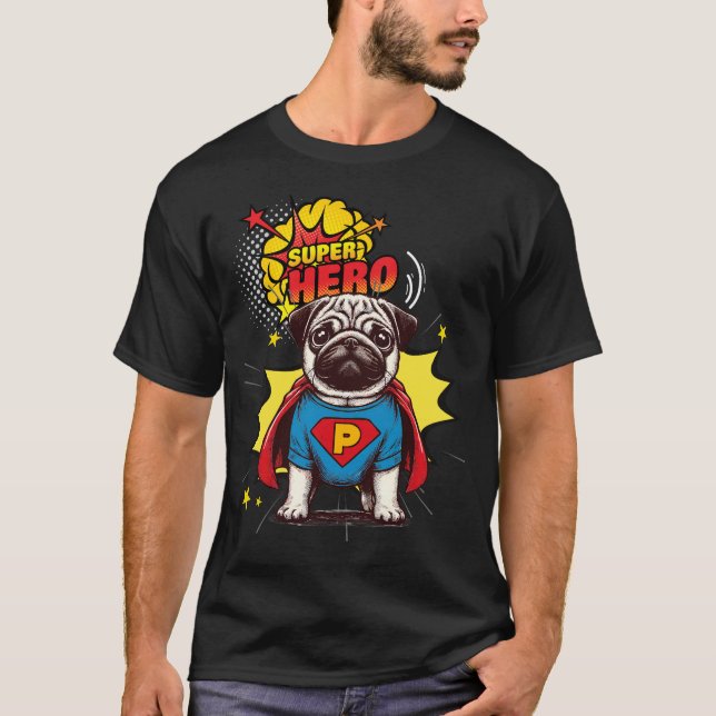 Camiseta Pug Super Hero (Anverso)