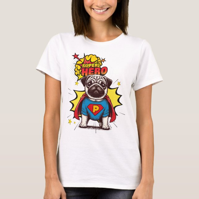 Camiseta Pug Super Hero (Anverso)