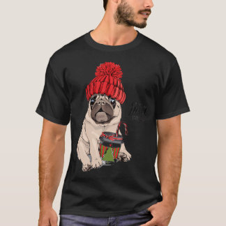 Camiseta Pug te desea una dulce Navidad