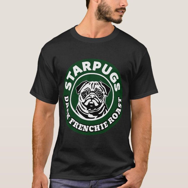 Camiseta Pug; Tostado Oscuro Frenchie; (Anverso)