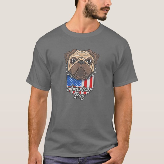 Camiseta PUG Tough Pug AMERICANO (Anverso)