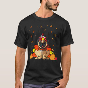 Camiseta Pug Turkey Costume Perro Pugkey Calabaza Acción de