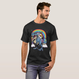 Camiseta Pug Unicornio montando en dinosaurio T rex