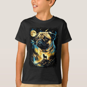 Camiseta Pug vintage de los 90s aullando a la luna Pug mamá