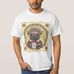 Camiseta Pug Wearing Glass
