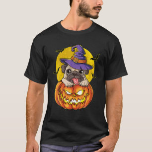 Camiseta Pug Witch Calabaza Halloween Chicas Mujeres Pugkin
