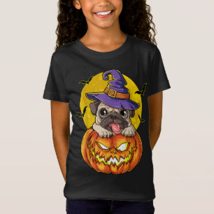 Camiseta Pug Witch Calabaza Halloween Chicas Mujeres Pugkin