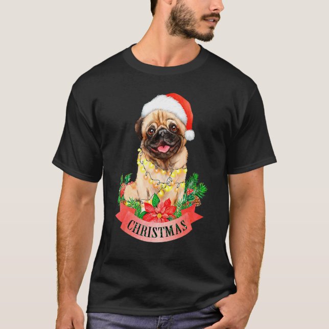Camiseta Pug With Christmas Hat Christmas Pug (Anverso)