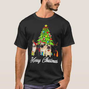 Camiseta Pug Xmas Shirt Regalo Feliz Árbol de Navidad