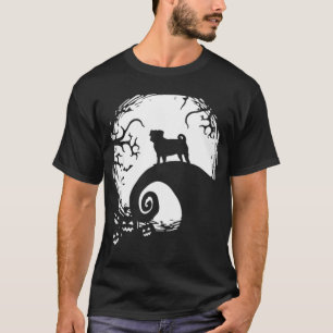 Camiseta Pug y Luna Halloween Divertido Amante Pug