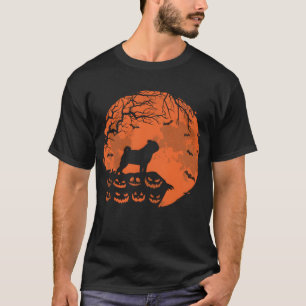 Camiseta Pug Y Moon Halloween Divertido Perro Lover chica