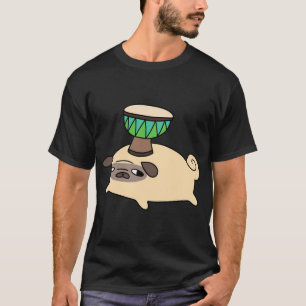 Camiseta Pug y pequeño Djembe