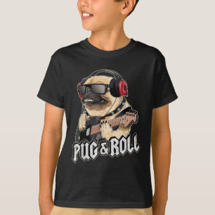 Camiseta Pug Y Rollo Cute Rockstar Guitarra Rockin Music Si
