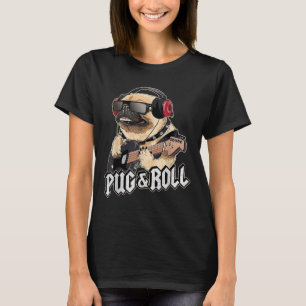 Camiseta Pug Y Rollo Cute Rockstar Guitarra Rockin Music Si