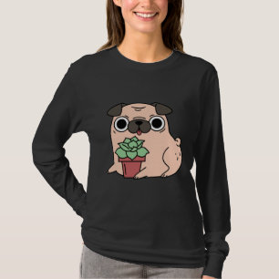 Camiseta Pug y suculenta planta Classic T-Shirt 693