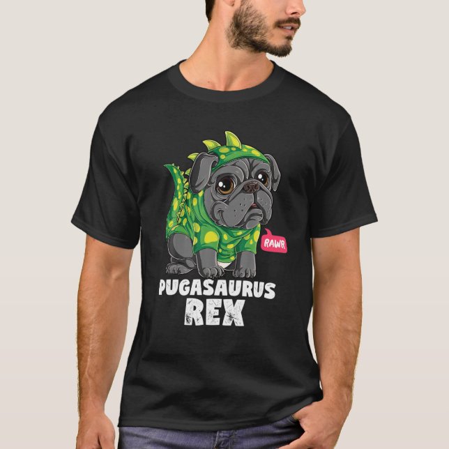 Camiseta Pugasauro T Rex Pug Dinosaur Costume Gracioso Perr (Anverso)
