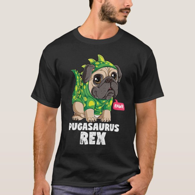 Camiseta Pugasaurus Rex T Pug Dinosaur Lovers Funn (Anverso)