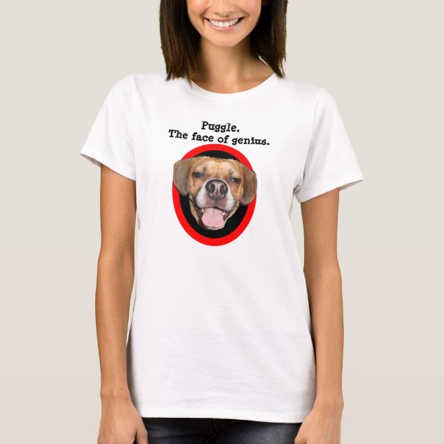 Camiseta Puggle. La cara del genio (Anverso)