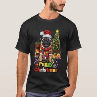 Camiseta Puggy Christmas Pug Xmas Pug Santa Claus Pug Lover