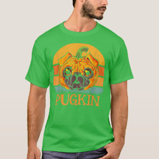 Camiseta Pugkin Pug Cara Calabaza Halloween Día de Acción d