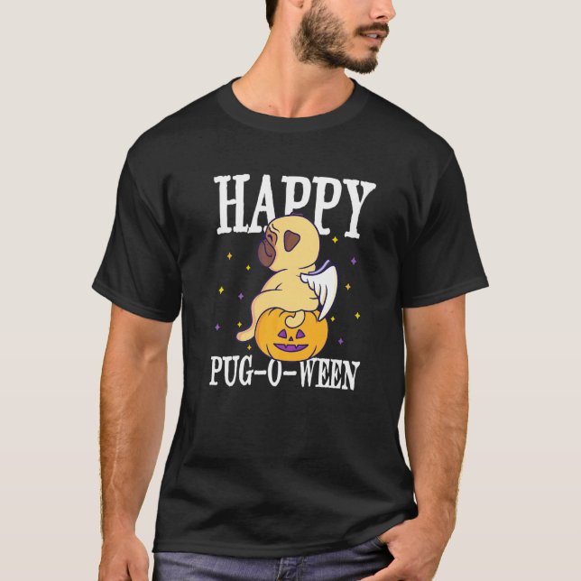 Camiseta Pugoween Feliz Con Un Pug O Hacerse Un Ataque En U (Anverso)