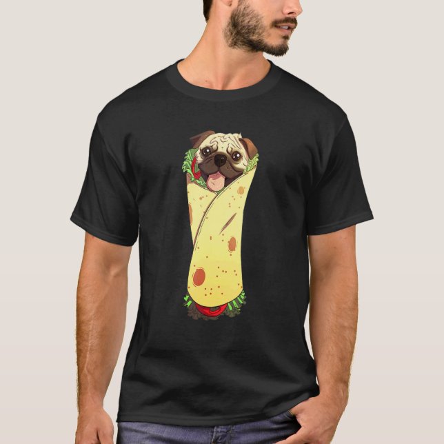 Camiseta Pugrito Perro Pug Mexicano Comida Burrito (Anverso)