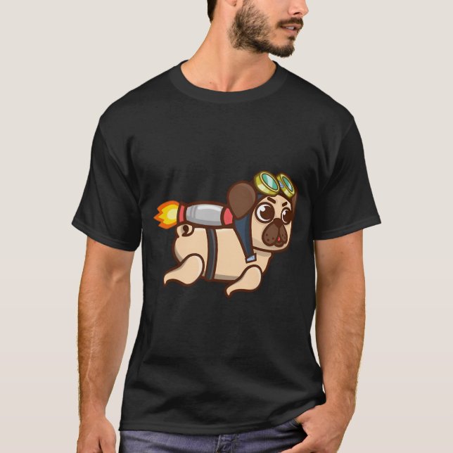 Camiseta Pug's Aventura en Jetpack (Anverso)