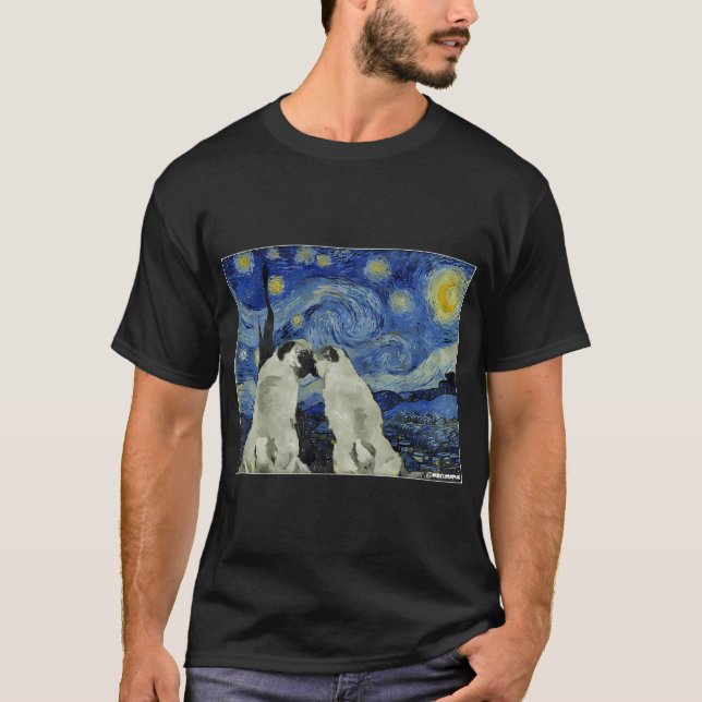 Camiseta Pugs de la Noche Estrellada (Anverso)
