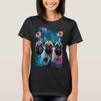 Camiseta Pugs In Space With Donuts Cute Pug Boys Girls Men