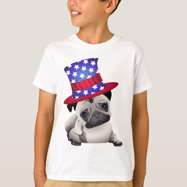 Camiseta Pugs patrióticos - Añadir tu propio texto (Anverso)