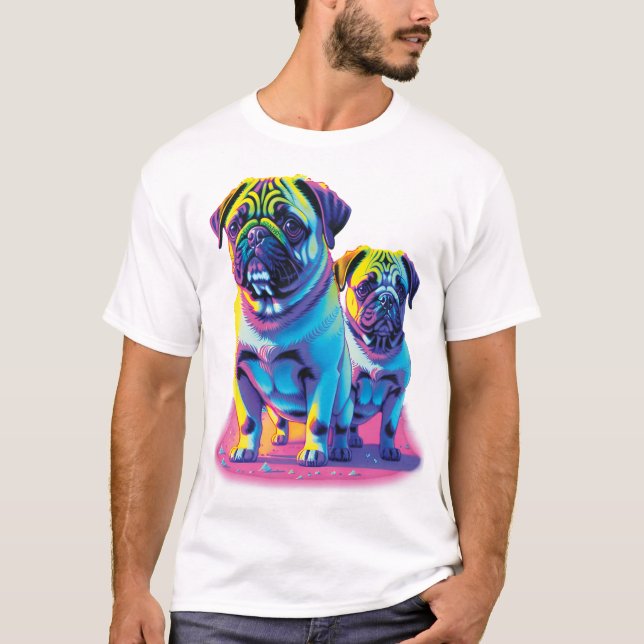 Camiseta Pugs populares en rosa (Anverso)