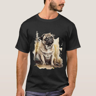 Camiseta Pugtástico: Retrato artístico pintado a mano de un