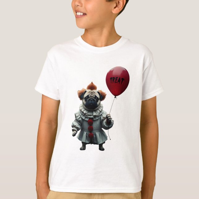 Camiseta Pugwise the Clown – Funny Halloween Pug (Anverso)