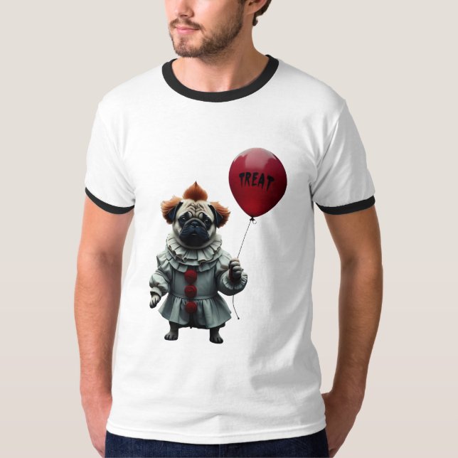 Camiseta Pugwise the Clown – Funny Halloween Pug (Anverso)