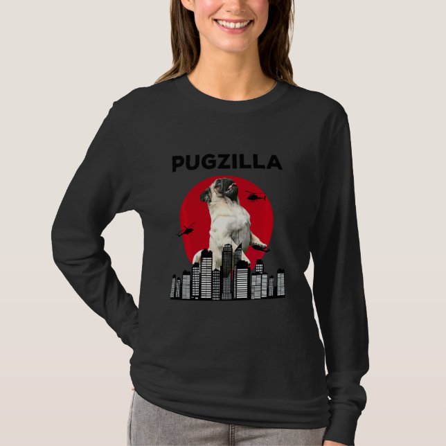 Camiseta Pugzilla Pug Mom Pug Dad Pug Animal (Anverso)