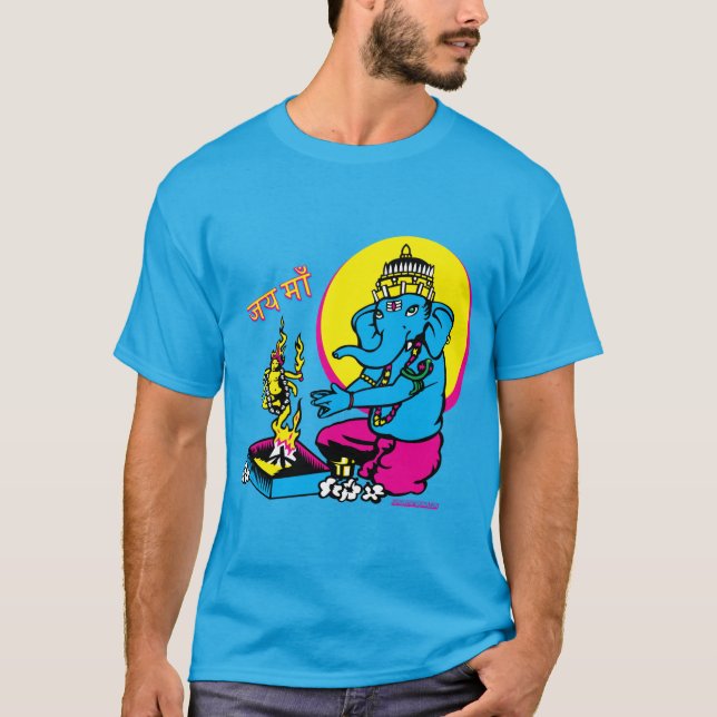 Camiseta Puja de Ganesh a Mamáes Jah Sunny Arts Design Tshi (Anverso)