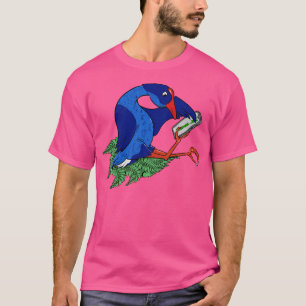 Camiseta Pukeko usando teléfono móvil