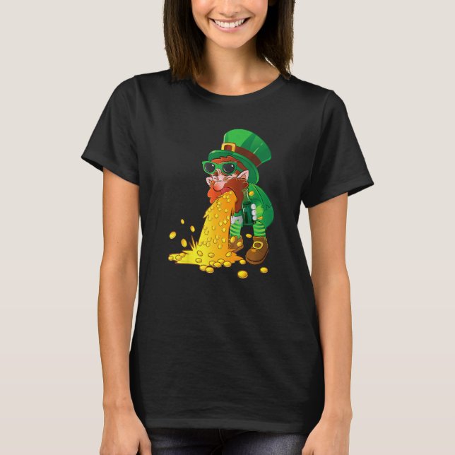 Camiseta Puking Leprechaun Shirt Funny St Patrick's Day Dri (Anverso)