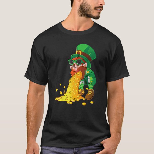 Camiseta Puking Leprechaun Shirt Funny St Patrick's Day Dri (Anverso)