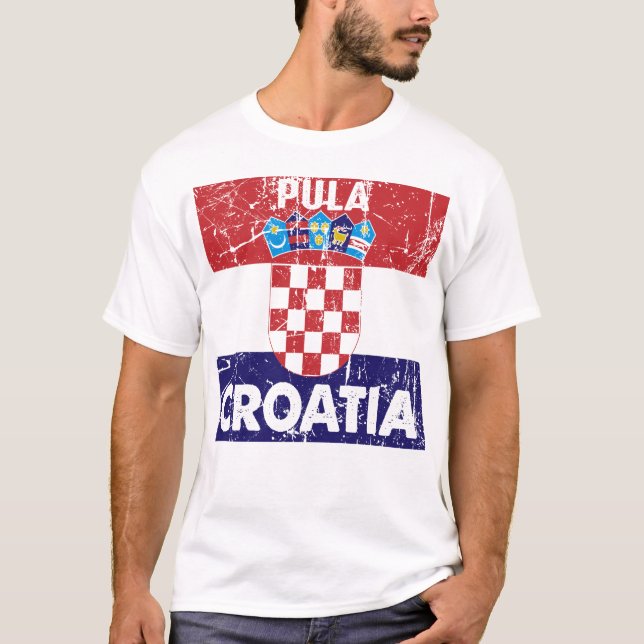 Camiseta Pula Kroatien Vintage Flaggen T-Shirt (Anverso)