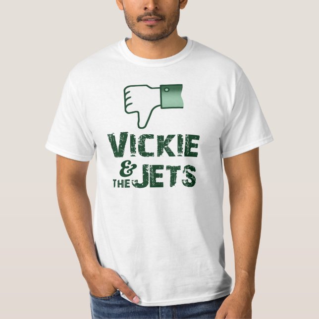 Camiseta Pulgares abajo, Vickie y los jets (Anverso)
