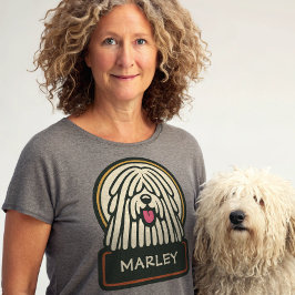 Camiseta Puli blanco o perrito de Komondor cúbito con manoj