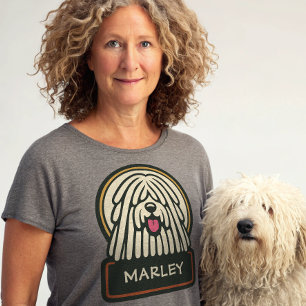 Camiseta Puli blanco o perrito de Komondor cúbito con manoj