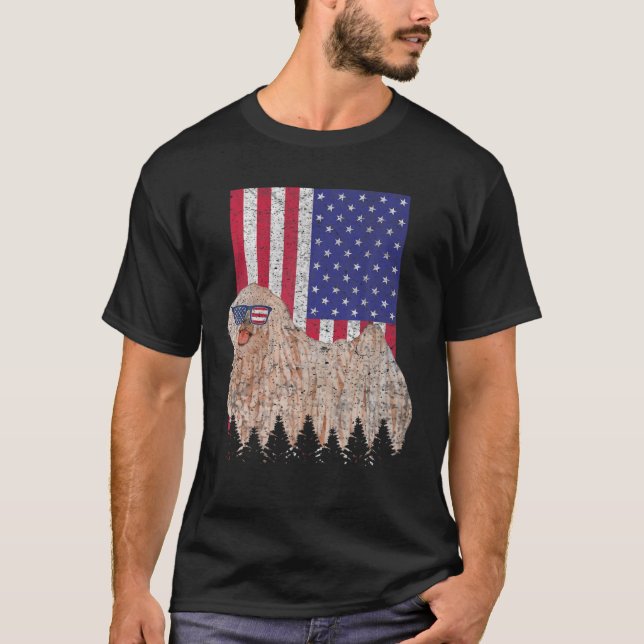 Camiseta Puli Patriotic Dog USA Orgullo Bandera Americana (Anverso)