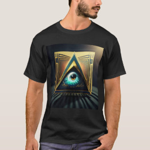 Camiseta Pulla gráfica de ojos y pirámides ilustrativas