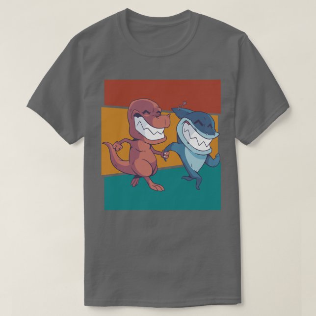 Camiseta Pullover de dinosaurio de tiburón vintage (Diseño del anverso)